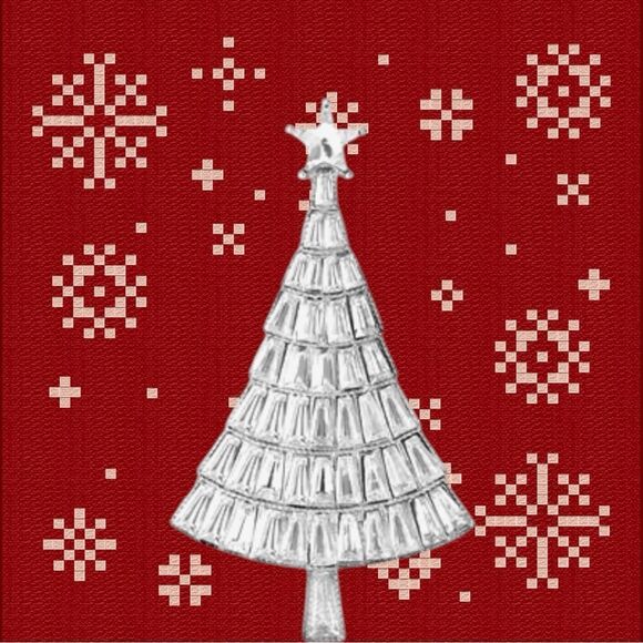 SILVERTONE CLEAR RHINESTONE CHRISTMAS TREE BROOCH - Picture 1 of 3
